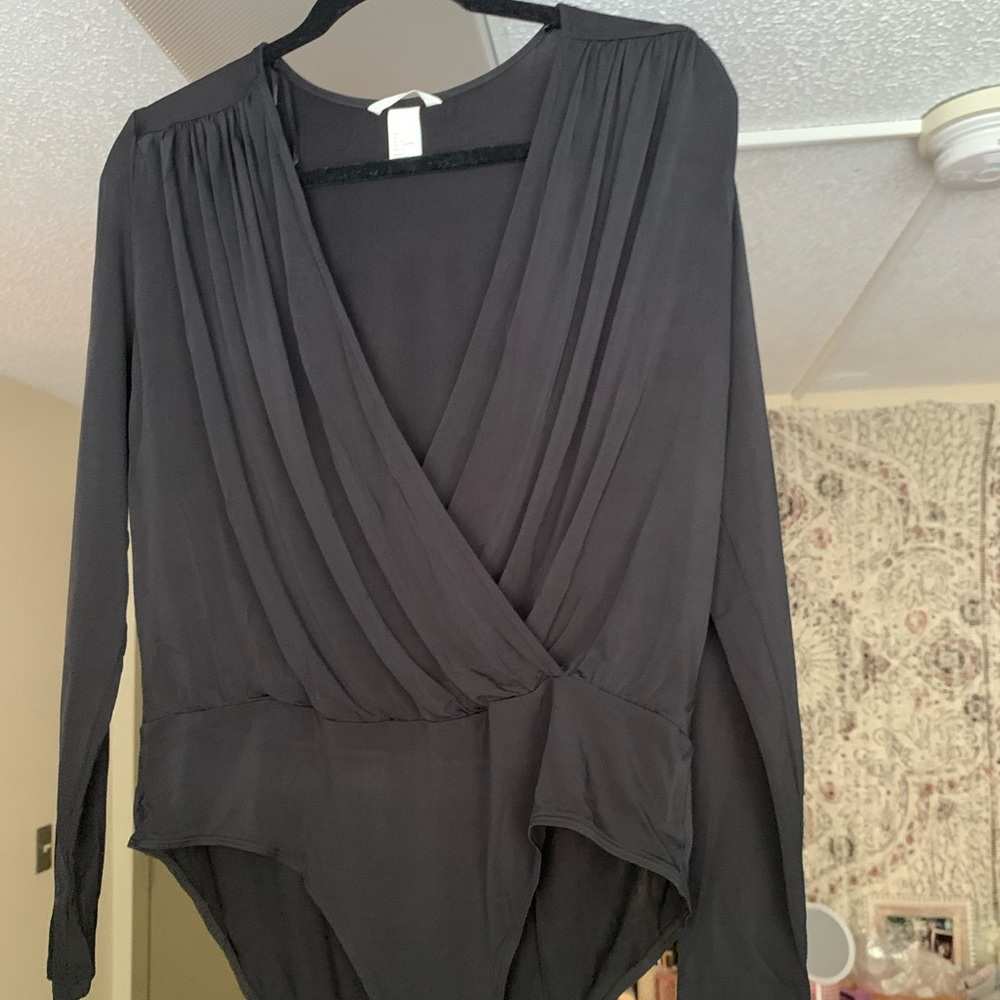 H&M open front black bodysuit